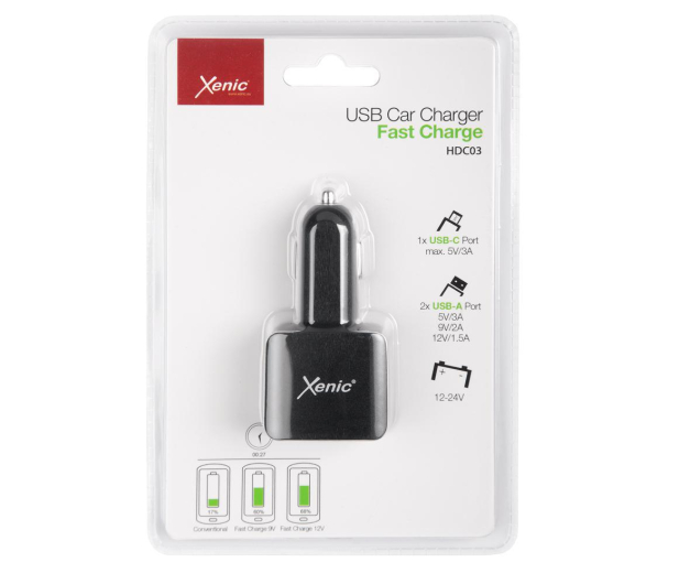 ŁADOWARKA SAMOCHODOWA XENIC FC 2xUSB 1xUSB-C 6A czarna - 1456246 - zdjęcie 6